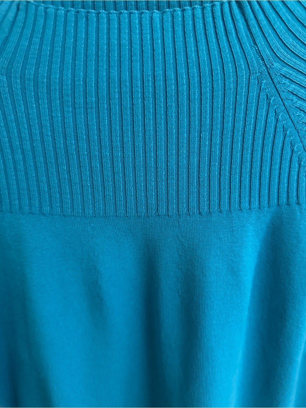 AK Anne Klein Silk Blend Mock Neck Ribbed Sweater Teal Blue Plus Size 0X (12W)